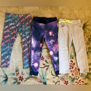 Galaxy Print and Gray Kids Leggings Set